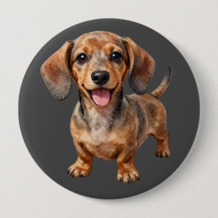 Badge Rond 10 Cm Heureux chiot teckel