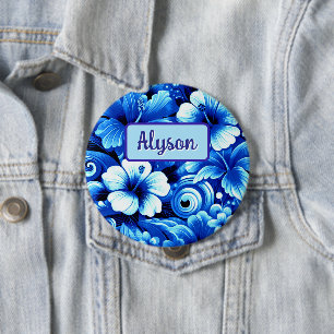 Badge Rond 10 Cm Hibiscus de fleurs hawaïennes tropicales Personnal