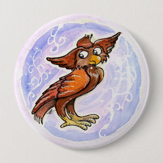 Badge Rond 10 Cm hibou médiéval