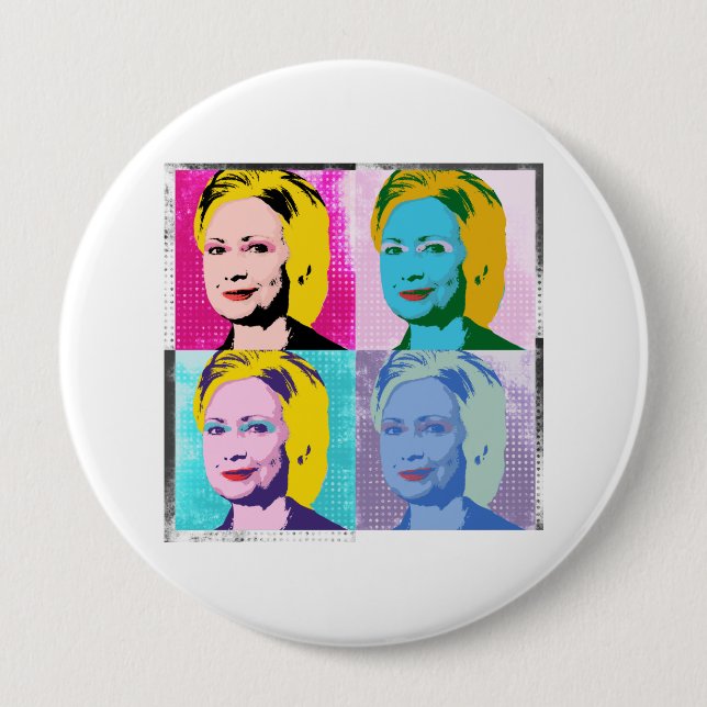 Badge Rond 10 Cm hillary 2016 pop art - -  (Devant)