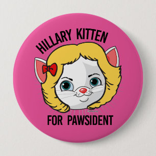 Badge Rond 10 Cm Hillary Kitten pour Pawsident