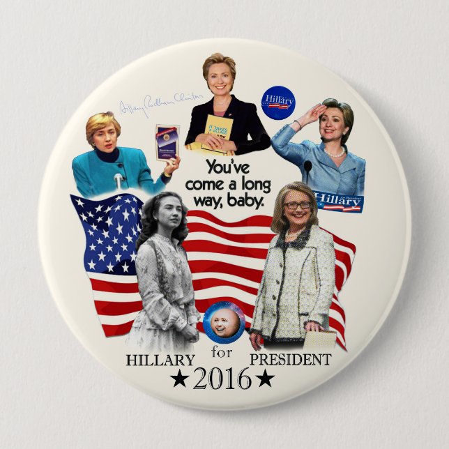 Badge Rond 10 Cm Hillary pour le président 2016 (Devant)