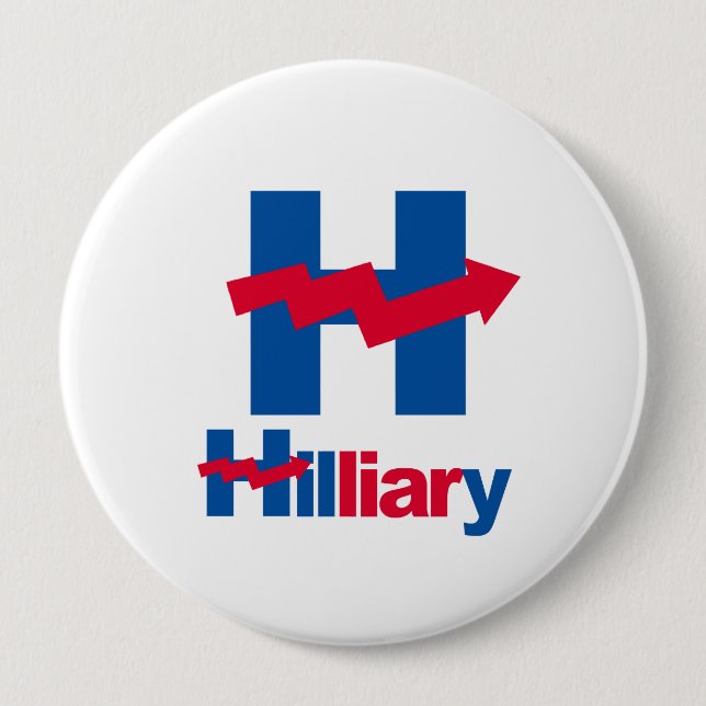Badge Rond 10 Cm HILLARY TORDUE EST une MENTEUSE - - Anti-Hillary - (Devant)