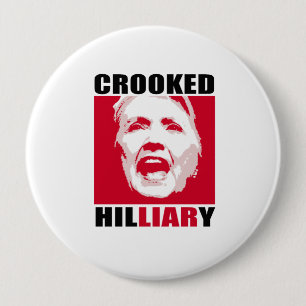 Badge Rond 10 Cm HILLIARY TORDU - - Anti-Hillary -