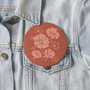 Badge Rond 10 Cm Hippie Blooms : Œuvre d'art abstraite sur le pouvo
