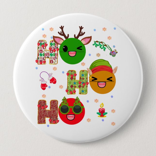 Badge Rond 10 Cm Ho Ho Ho Pharmaciens Christmas Squad Xmas   (Devant)