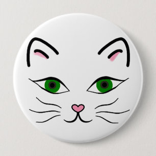 Badge Rond 10 Cm Huge 4 Inch Round Button - Kitty Face