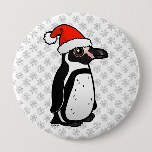 Badge Rond 10 Cm Humboldt Penguin Père Noël