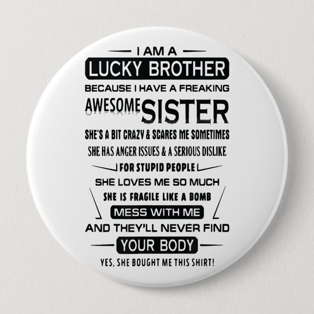 Badge Rond 10 Cm I. A. Lucky Brother Christmas (Devant)