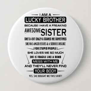 Badge Rond 10 Cm I. A. Lucky Brother Christmas
