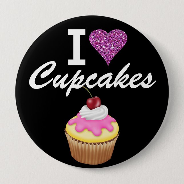 Badge Rond 10 Cm I Love Cupcakes - SRF (Devant)