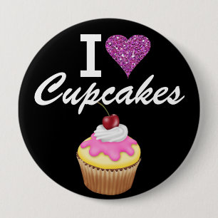 Badge Rond 10 Cm I Love Cupcakes - SRF