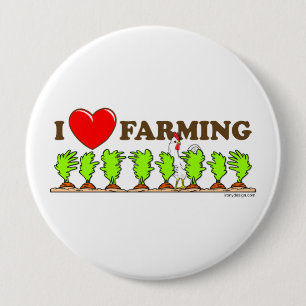 Badge Rond 10 Cm I Love Farming