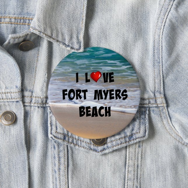Badge Rond 10 Cm I Love Fort Myers Beach (En situation)