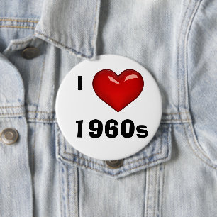 Badge Rond 10 Cm I LOVE (HEART) 1960s modifiable