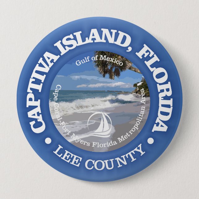 Badge Rond 10 Cm Île Captiva (C) (Devant)