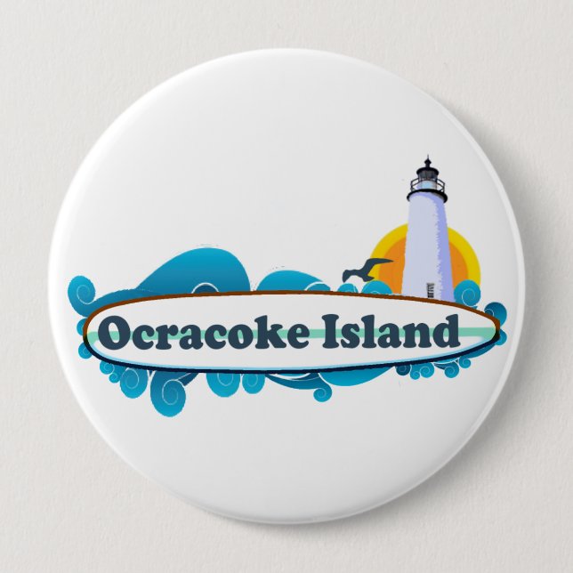 Badge Rond 10 Cm Île d'Ocracoke (Devant)