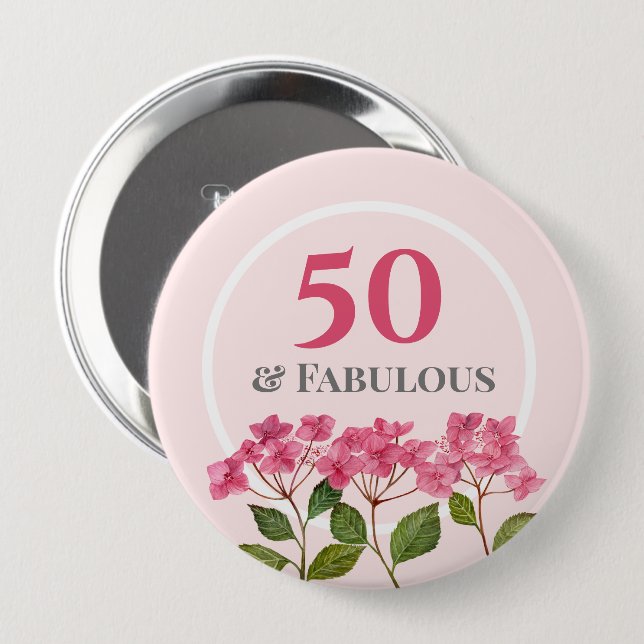 Badge Rond 10 Cm Illustration de l'hydrangea à chapeaux de dentelle (Devant & derrière)