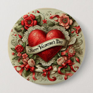 Badge Rond 10 Cm Illustration décorative Heureuse Sainte-Valentin