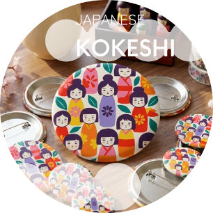 Badge Rond 10 Cm Illustration nordico-japonaise – KOKESHI