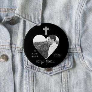 Badge Rond 10 Cm In Love Mémoire Croix forme coeur