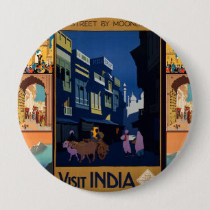 Badge Rond 10 Cm Inde Travel Poster bouton collage