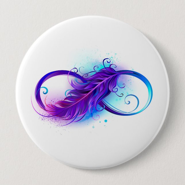 Badge Rond 10 Cm Infinity with purple feather (Devant)