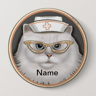 Badge Rond 10 Cm infirmière au chat persan