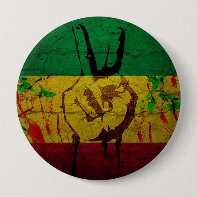 Badge Rond 10 Cm Insigne de Rastafarian (Devant)