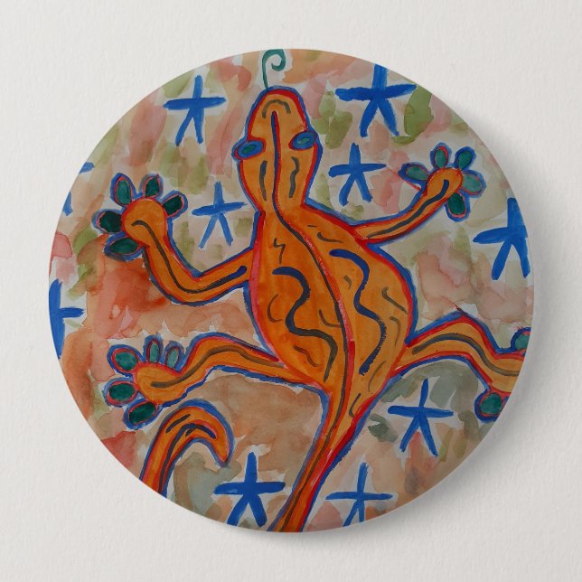 Badge Rond 10 Cm Insigne rond Orange Gecko (Devant)