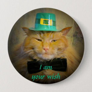 Badge Rond 10 Cm Irish Leprechaun Chat Wish