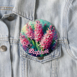 Badge Rond 10 Cm Jacinthe rose personnalisée Hyacinthe Floral
