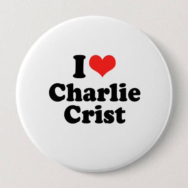 Badge Rond 10 Cm J'aime Charlie Crist (Devant)
