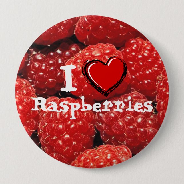 Badge Rond 10 Cm J'aime des framboises (Devant)