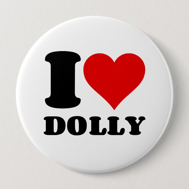 BADGE ROND 10 CM J'AIME DOLLY (Devant)