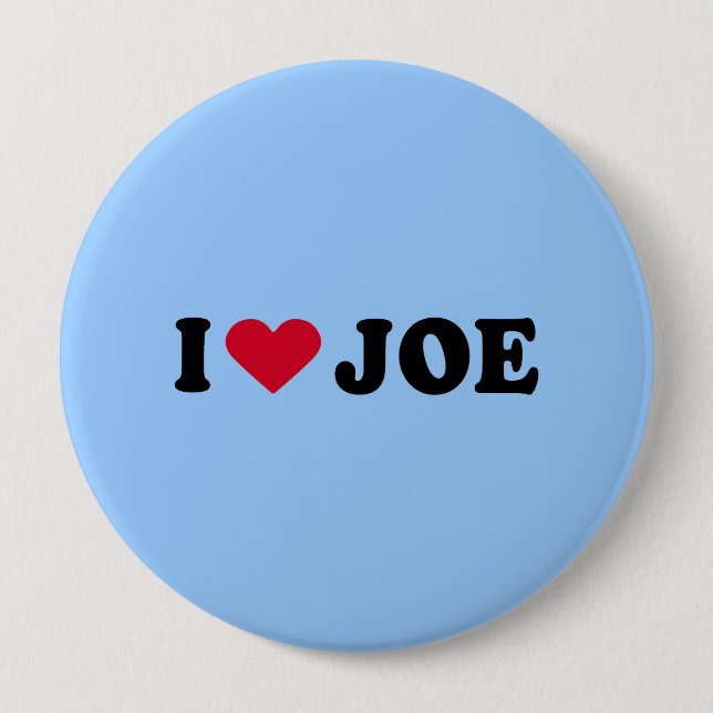 BADGE ROND 10 CM J'AIME JOE (Devant)