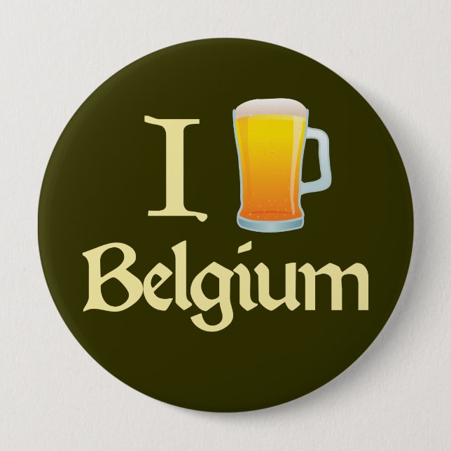 Badge Rond 10 Cm J'aime la Belgique (Devant)