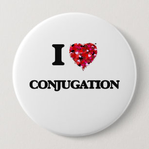 Badge Rond 10 Cm J'aime la conjugaison