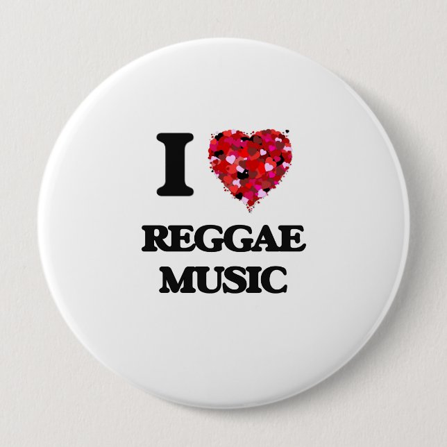 Badge Rond 10 Cm J'aime la musique de reggae (Devant)