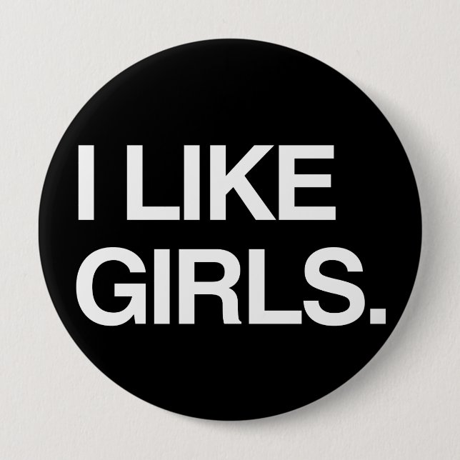 BADGE ROND 10 CM J'AIME LES FILLES (Devant)