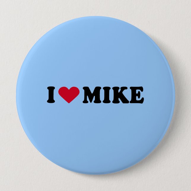 BADGE ROND 10 CM J'AIME MIKE (Devant)