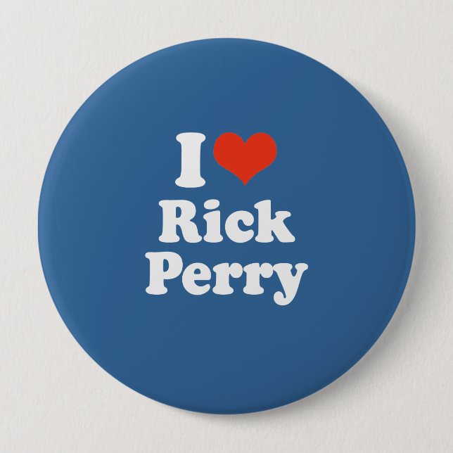 BADGE ROND 10 CM J'AIME RICK PERRY (Devant)