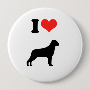 Badge Rond 10 Cm J'aime Rotweiler