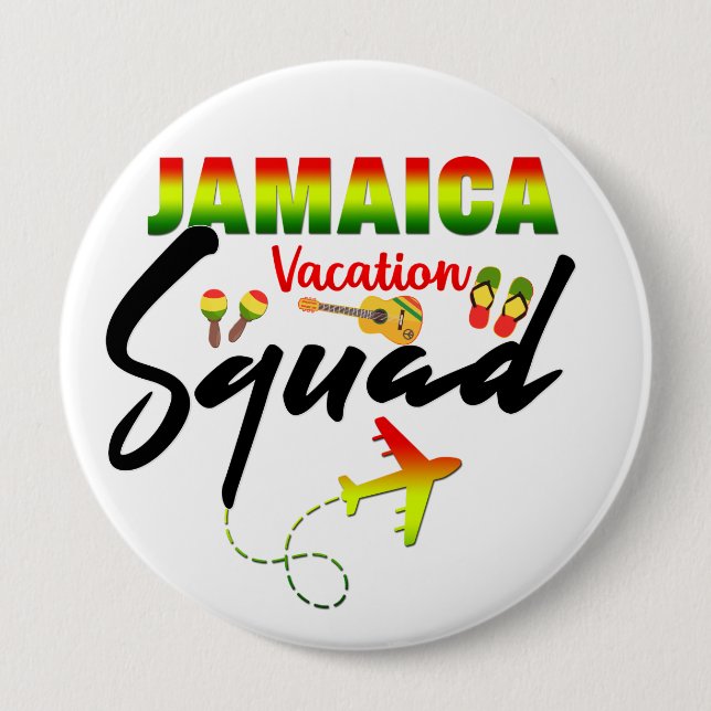 Badge Rond 10 Cm Jamaïque Vacation Squad Group Correspondance Regga (Devant)