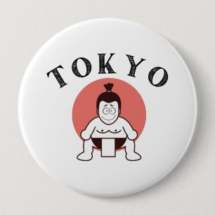 Badge Rond 10 Cm Japon Sumo Tokyo - Fils du Soleil Blanc
