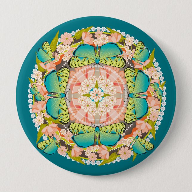 Badge Rond 10 Cm Jardin des papillons (Devant)