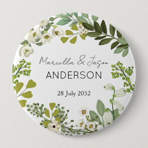 Badge Rond 10 Cm Jardin Foliage Verdure Wreath Mariage