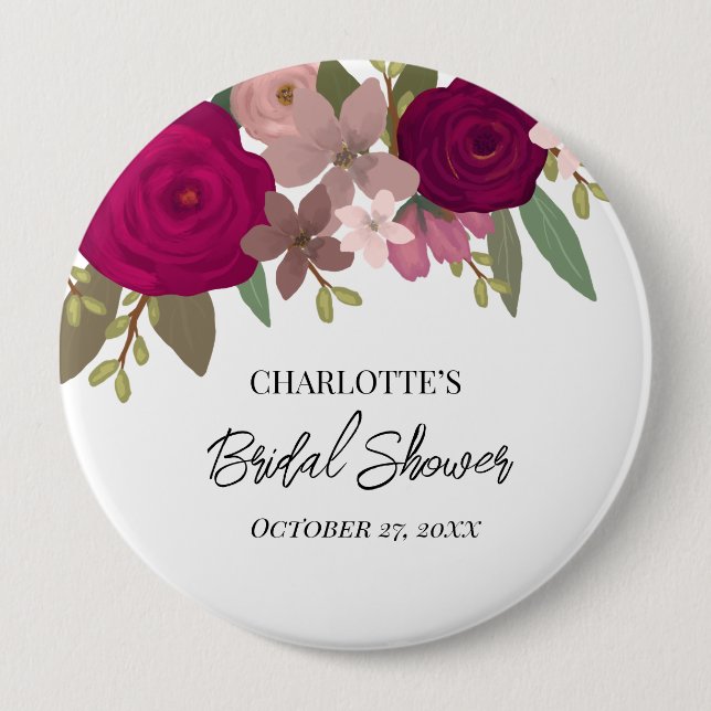 Badge Rond 10 Cm Jardin Moderne de Mariage Bourguignon  (Devant)