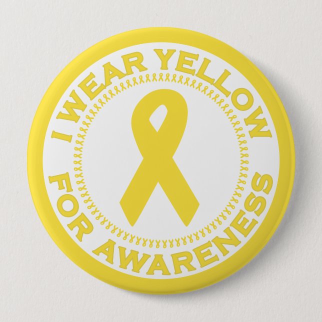 Badge Rond 10 Cm Je porte le jaune pour la conscience (Devant)