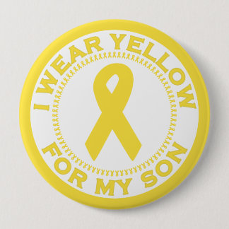 Badge Rond 10 Cm Je porte le jaune pour mon fils